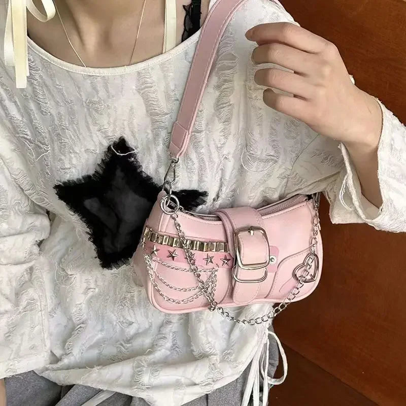 Y2K Heart Chain Bag
