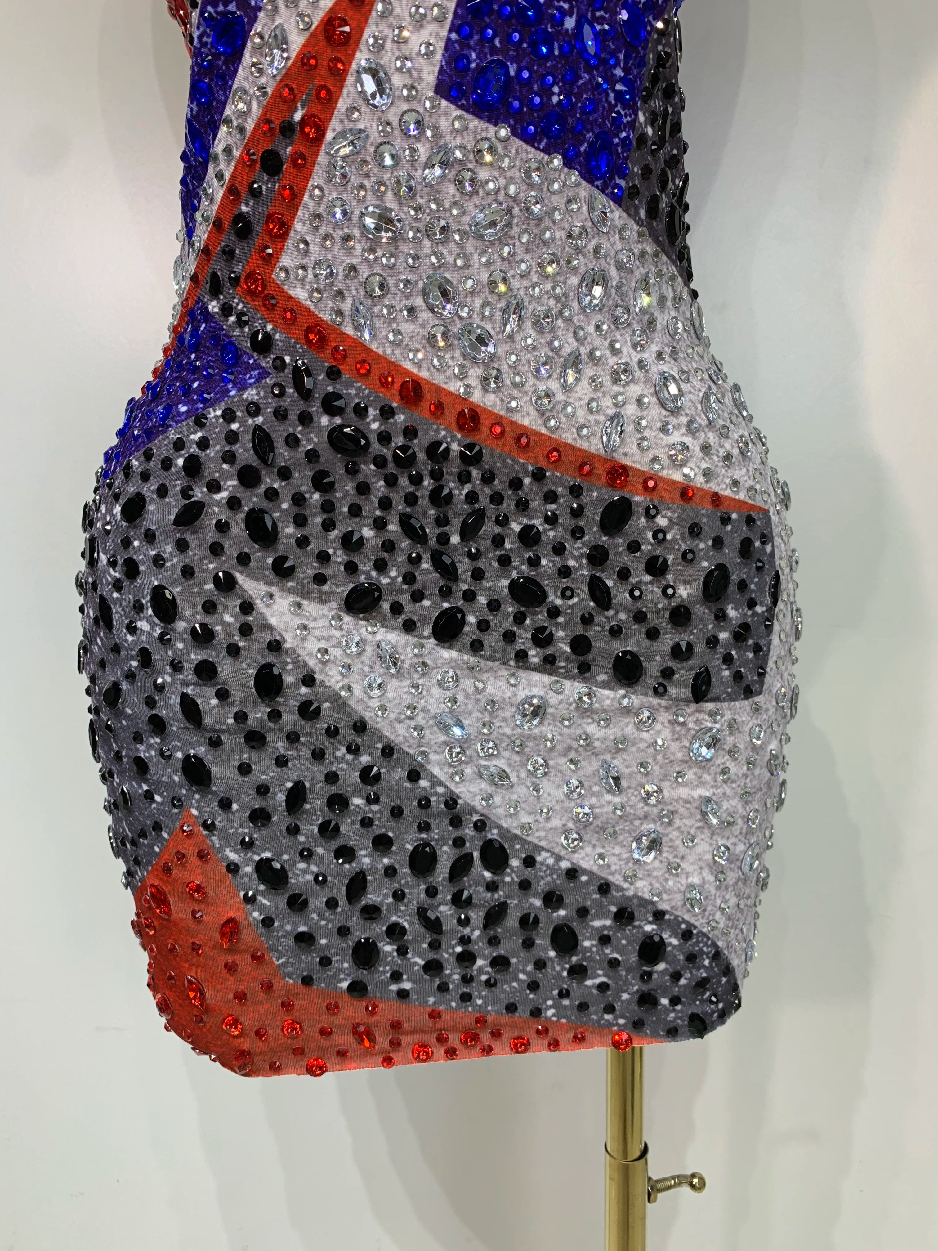 Crystals Mesh Mini Dress