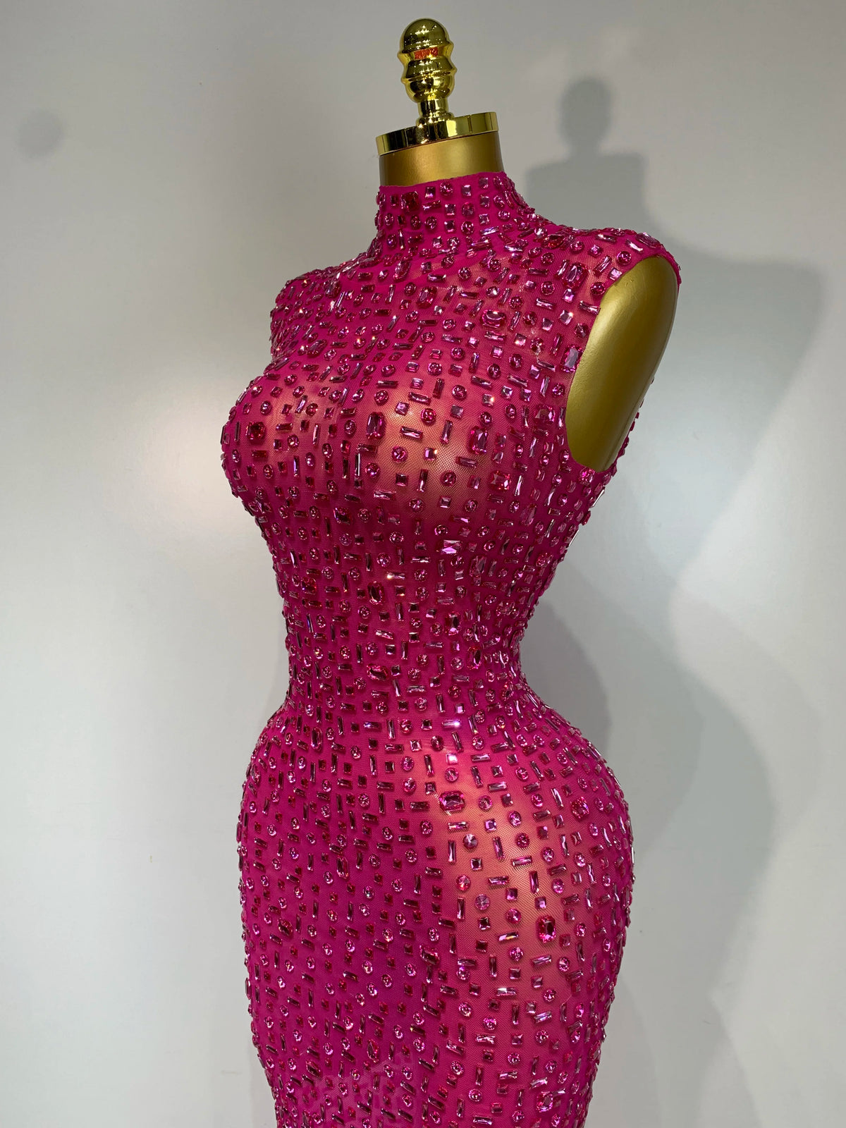 Raspberry Crystal Mesh Dress