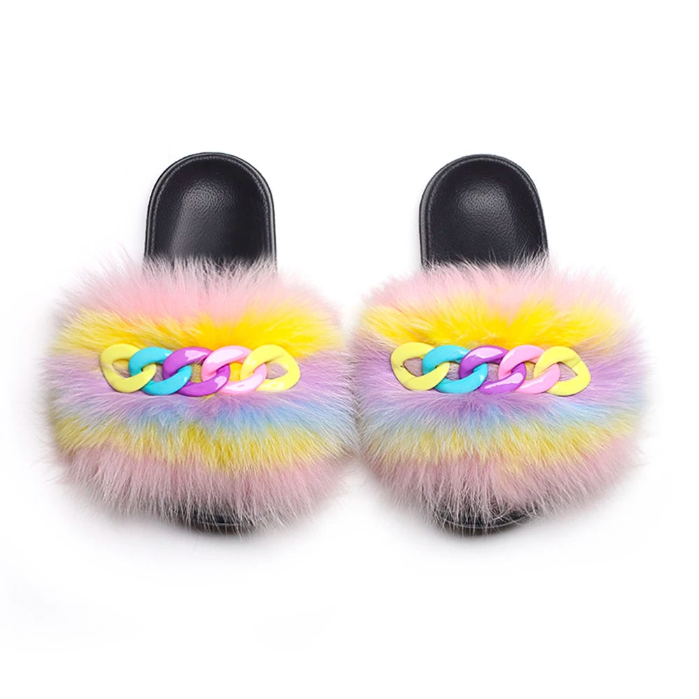 Fluffy Fur Chain Slippers