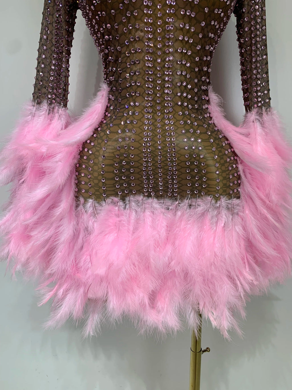 Sexy Flamingo Mesh Feathers Dress