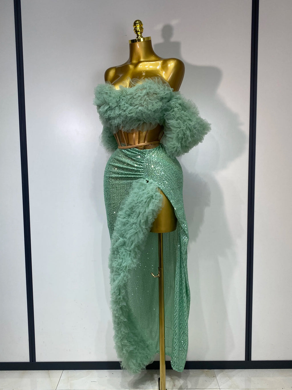 Fluffy Two Piece Skirt Set