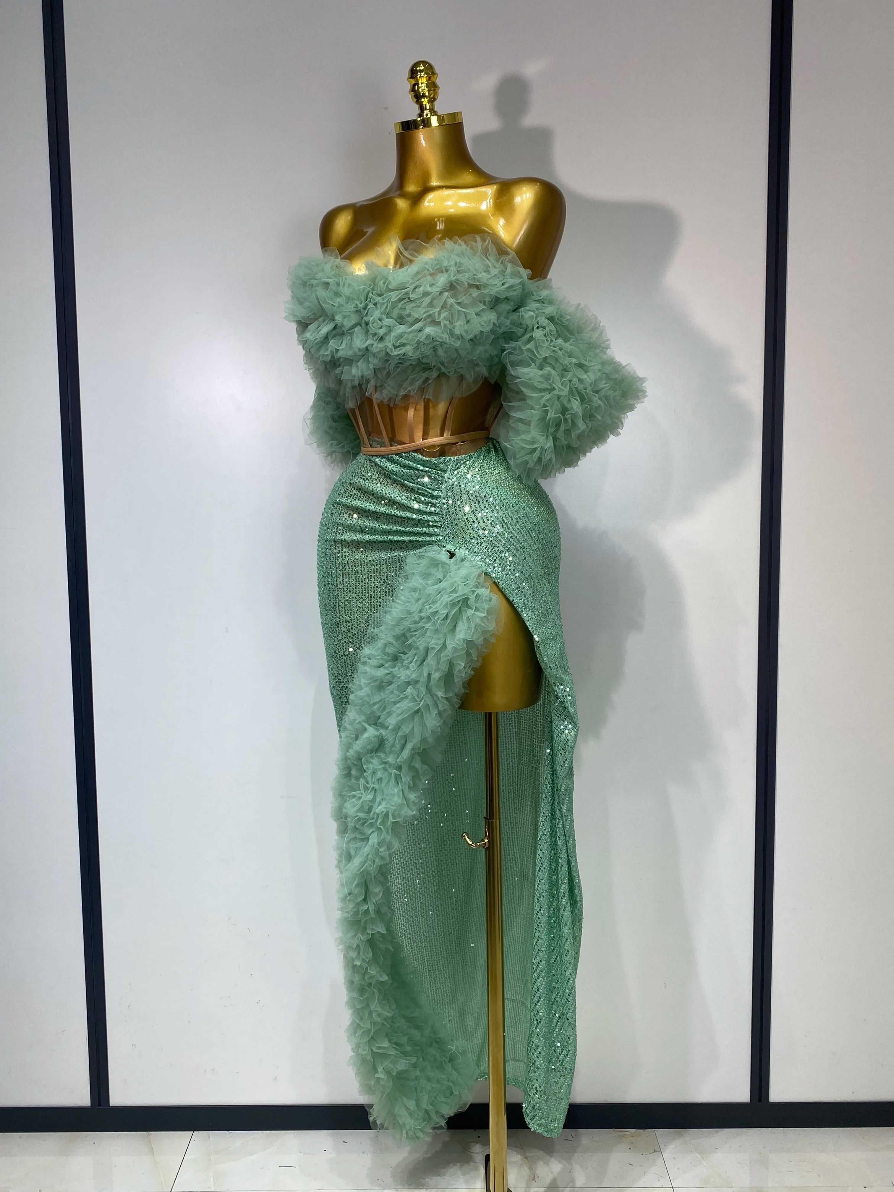 Fluffy Two Piece Skirt Set