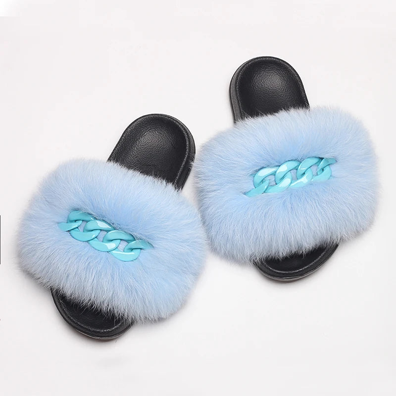 Fluffy Fur Chain Slippers