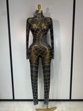 Spider Web Halloween Long Sleeve Jumpsuit