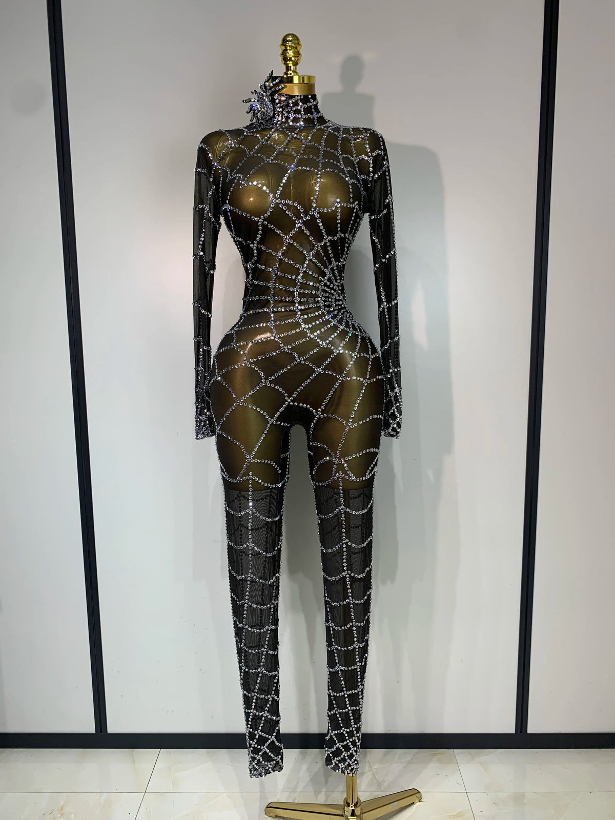 Spider Web Halloween Long Sleeve Jumpsuit
