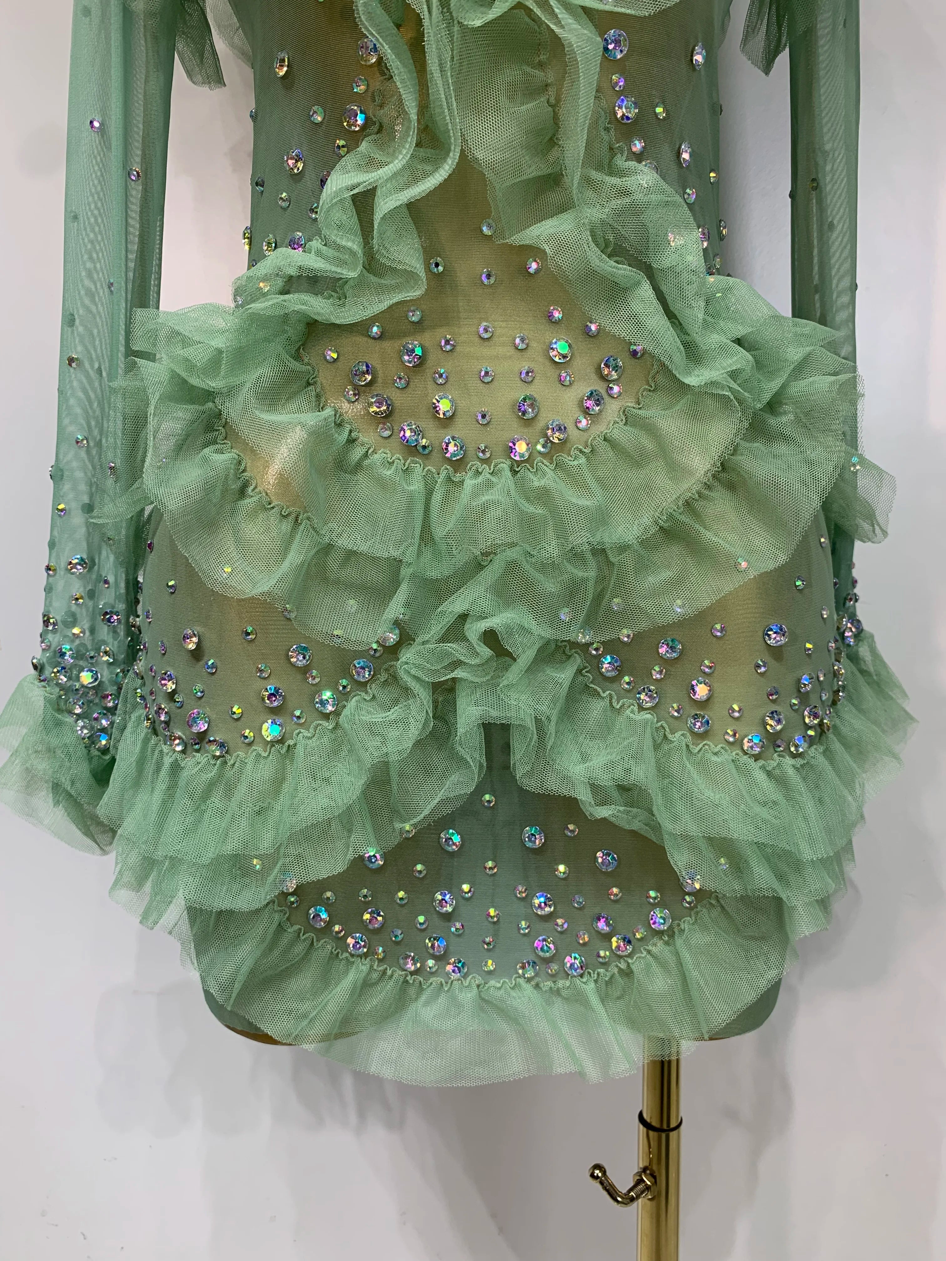 Sparkly Rhinestone  Mesh Mini Dress