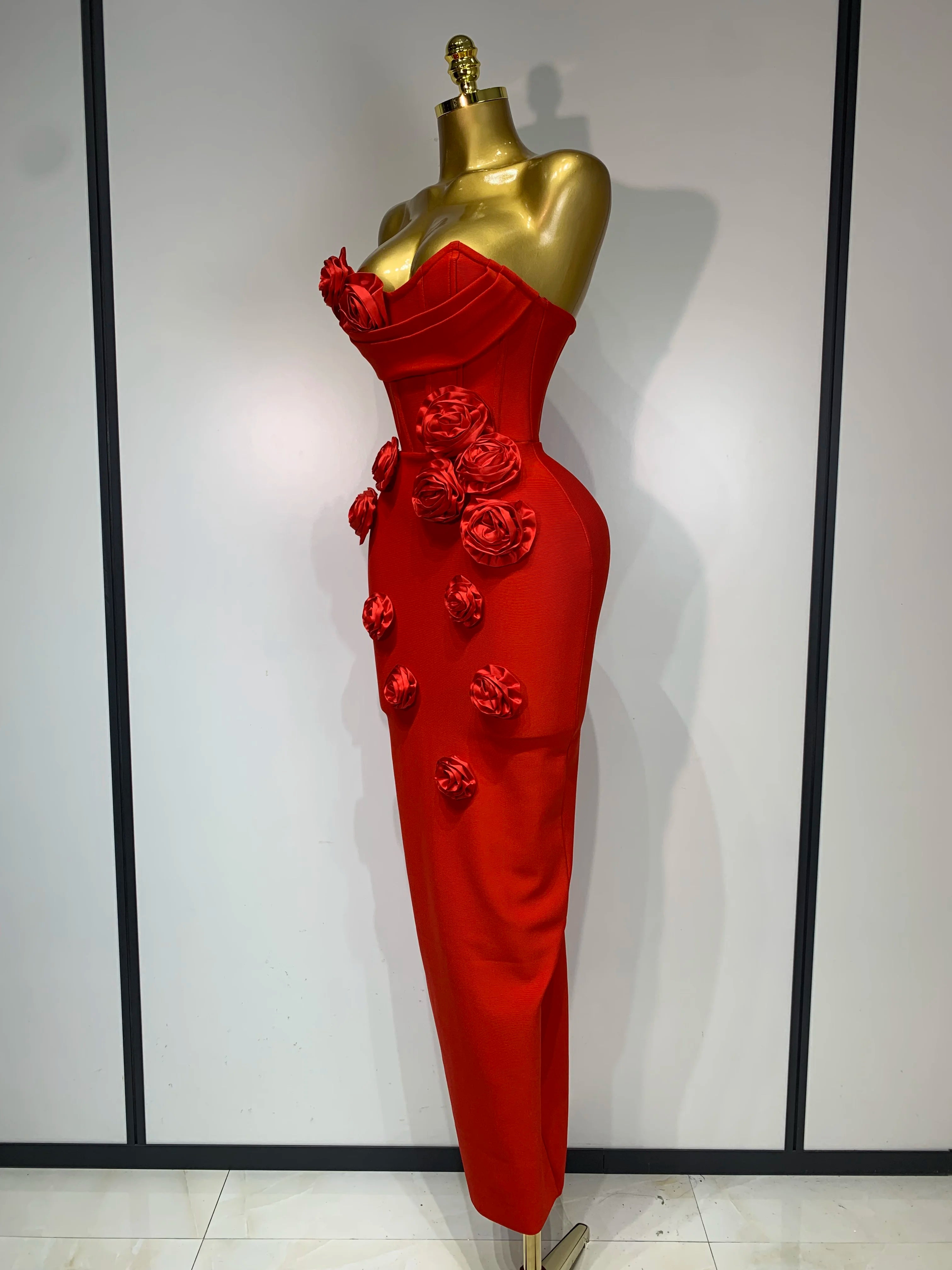 Rose Flower Corset Tube Dress