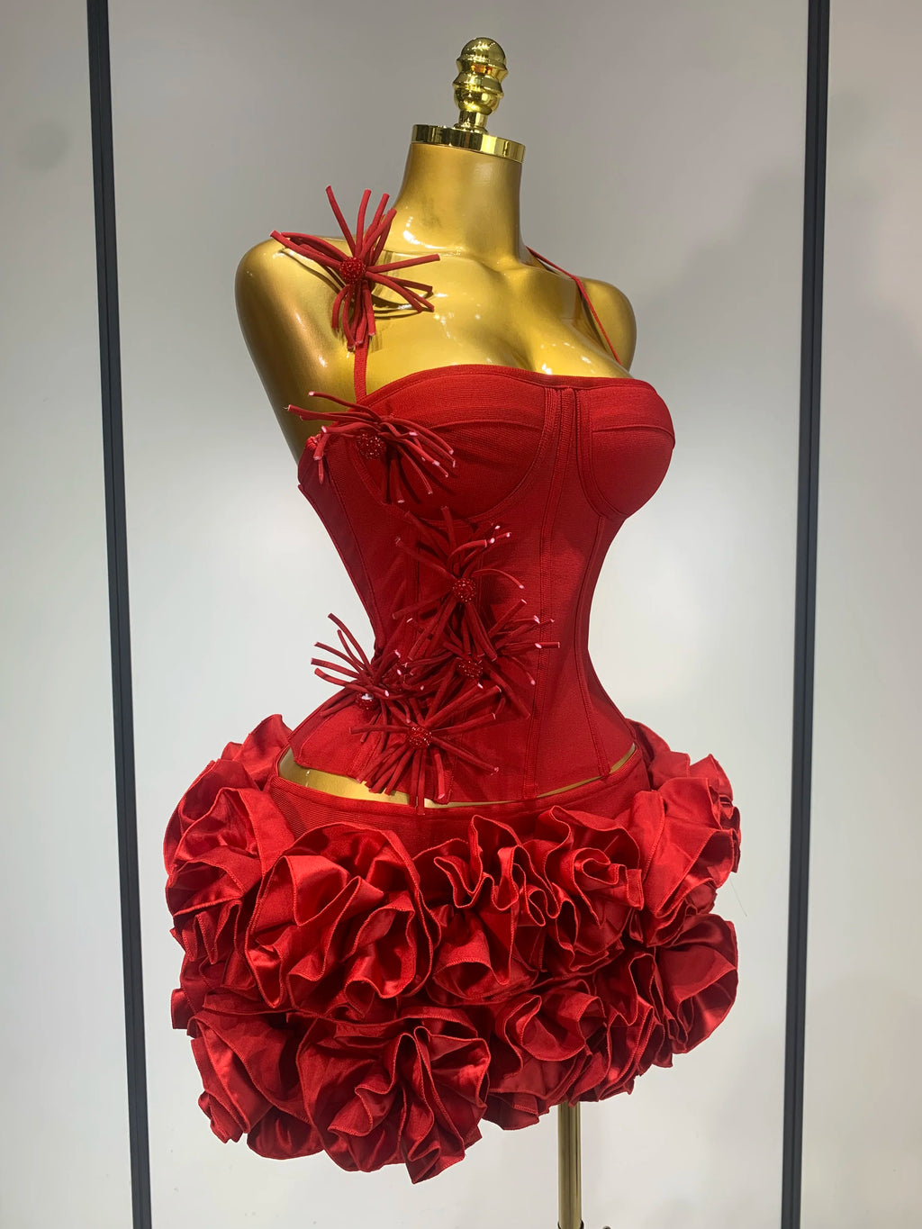 Flower Corset Two Piece Skirt Set