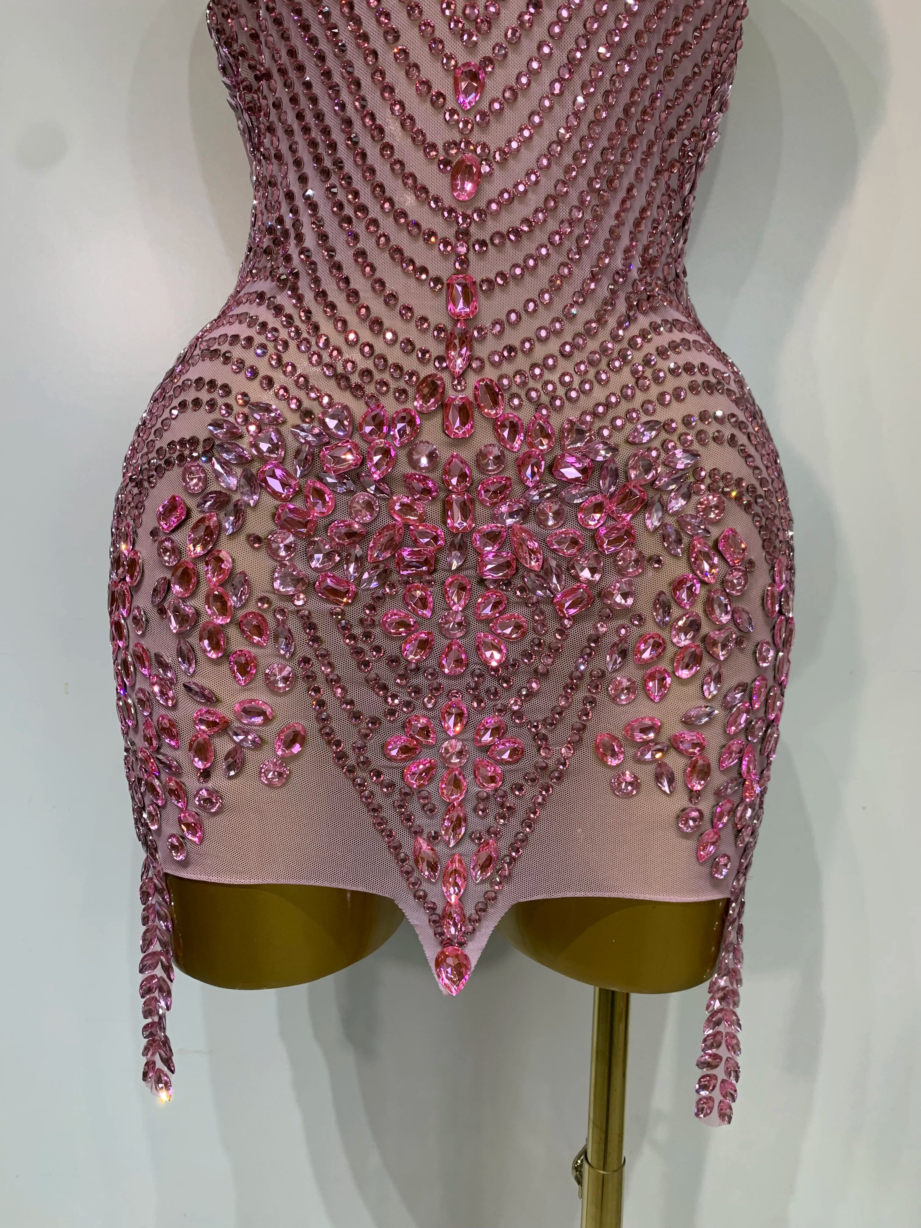 Crystal Diamond Mesh Dress