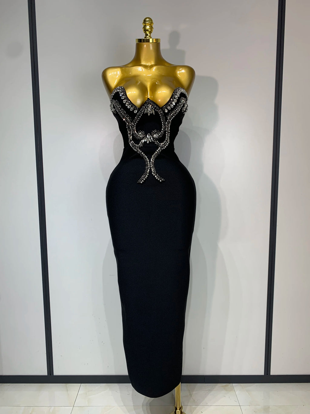 Black Rhinestone Dress