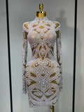 White Rhinestone Pearl Mesh