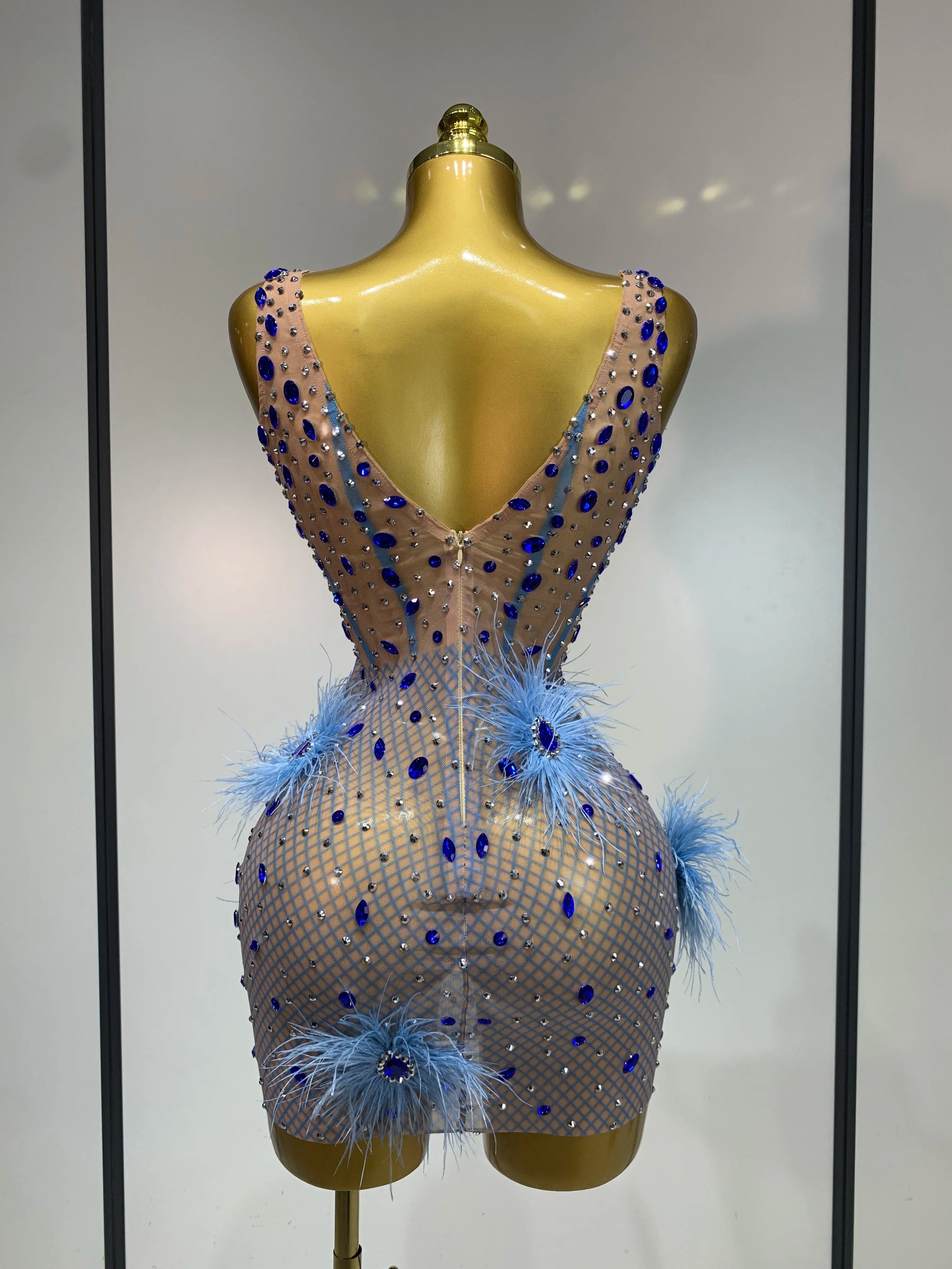 Peacock Sapphire Mini Dress