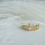 Crown Shell Pearls Ring Female Gold Plated