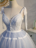 Fantasy Blue Short Dress Lace Fluffy Yarn Skirt