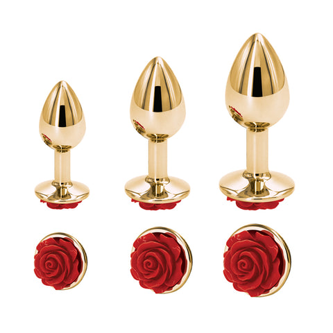 Men's And Women's Rosette Gold Round Butt Plug