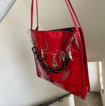 Retro Punk Subculture Y2k Millennium Patent Leather Red Shoulder Bag