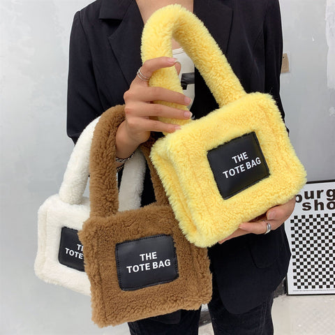 Lamb Fur Fluffy Bag Niche Fashion Mini Tote Handbag Female