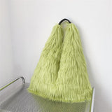 Water Wool One-shoulder Tote Plush Bag