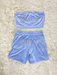 Rhinestone Chest-wrapped Shorts Suit