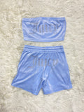 Rhinestone Chest-wrapped Shorts Suit