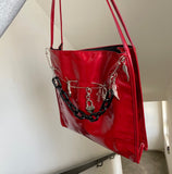 Retro Punk Subculture Y2k Millennium Patent Leather Red Shoulder Bag