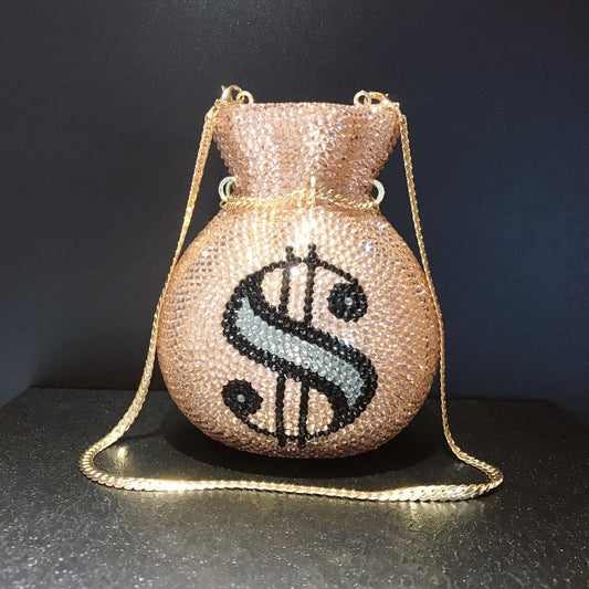 Crystal Money Diamond Clutch Bag