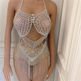 Fringed Rhinestone Bodysuit Body Chain