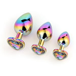 Colorful Heart-shaped Metal Butt Plug Set Sexy Toys