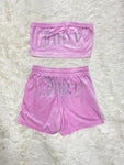 Rhinestone Chest-wrapped Shorts Suit