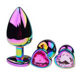 Colorful Heart-shaped Metal Butt Plug Set Sexy Toys